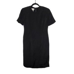 Vintage 90's Talbots Women's Black Silk Short Sleeve Dress Size 4 Formal Neutral